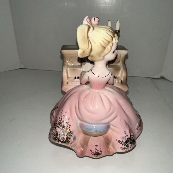 Vintage Josef Originals Revolving Music Box Girl Playing Piano Candelabra  Works - Picture 7 of 16